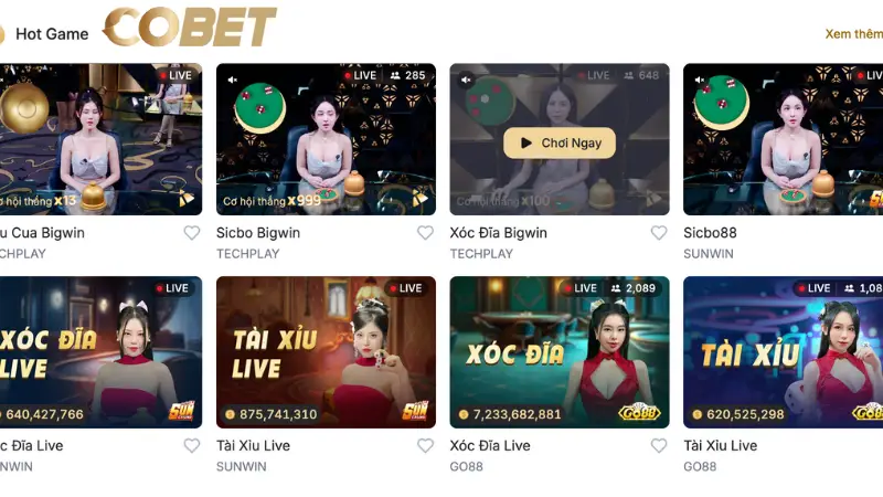 Trải nghiệm sản phẩm tại COBET - Kho game phong phú