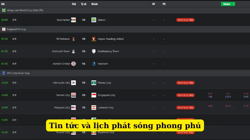 Tin tức và lịch phát sóng phong phú