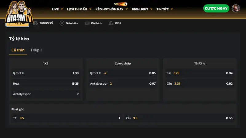 Tỷ lệ kèo bóng đá